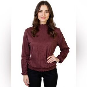 (E-121) A‎ new day long sleeves womens sweter size M wine color